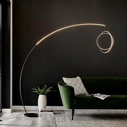 Lite Source Monita 83" Matte Silver 2-Light LED Modern Arc Floor Lamp