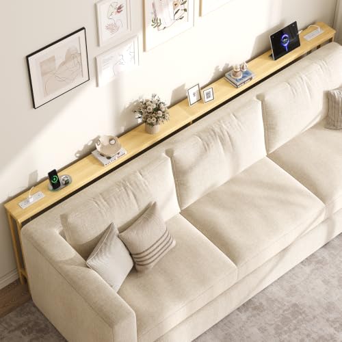 ELYKEN Bamboo 110.2'' Narrow Console Table, Long Sofa Table Behind Couch | Slim Entryway with Outlet, Skinny Hallway Table with Charging Station for Living Room, Foyer, Entrance, Natural - color: Natural, size: 5.9"D x 110.2"W x 31.5"H