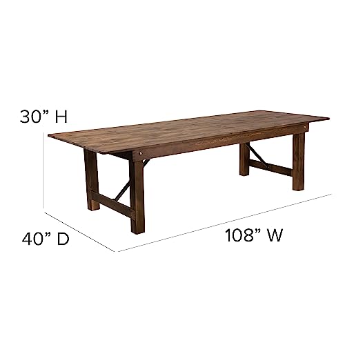 Flash Furniture Hercules 108x40 in Folding Table | Commercial Grade, Foldable Locking Legs, Farmhouse, Rustic