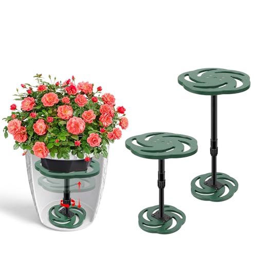 2 Pack Plant Risers for Inside Pots, 7.5-12" Rise Plastic Planter Inserts | Adjustable Height Planter Inserts for Large Pots, Pot Fillers for Tall Square Round Taper Planters (6" 8" 10" Base or Top) - size: Short Lift: 7.5-12" Rise - 2Pack