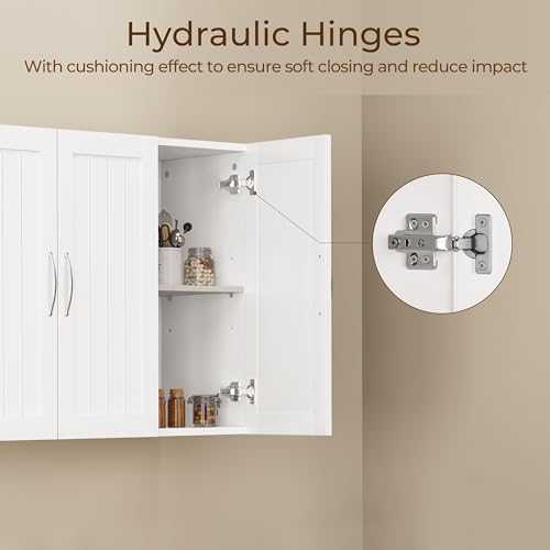 Yaheetech 3-Door Wall Mounted Bathroom Storage Cabinet, Laundry Room, White | MDF with Soft Close Doors and Adjustable Shelves, a Roomy Mirrorless Medicine Cabinet for Over the Toilet, Kitchen or Garage - style: 3 Doors