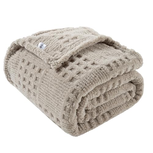 Waffle Brown Throw Blanket -Fluffy Fleece, Neutral Tan Color, Cute & Aesthetic, Perfect for Sofa, Couch, Chair, Bed, Living Room & Bedroom, All-Season Use, Plush & Cozy Decorative Blanket 50x60 - color: Waffle Brown, size: Throw(50x60)