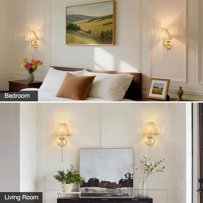Battery Operated Boho Rattan Wall Sconce Set of 2, Stepless Dimming Magnetic Wall Lamp, 5200mAh Rechargeable Battery and Integrated LED, for Living Room Bedroom Hallway Corridor - size: Battery-Powered