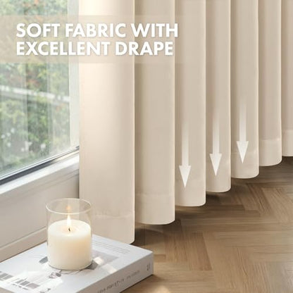 MIULEE Cream Beige Pinch Pleat Blackout Curtains 40x90 Inch Length 2 Panels | Back Tab Rod Pocket Pleated, Thermal Insulated, Bedroom Living Room Darkening Drapes, Soundproof Curtains with Hooks - color: Cream Beige, size: 40"W x 90"L (Pack of 2)