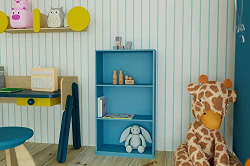 Furinno BASIC Book Shelf, 3-Tier Modern Bookshelf, Bookcase with Open Shelves, 9.3 x 21.8 x 39.5, for Living Room, Bedroom, Home Office, Light Blue - color: Light Blue, size: 3-Tier