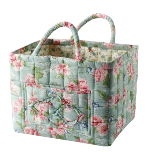 vctops Boho Fabric Quilted Storage Basket for Organizing, Basket Organizer Gift Baskets with Handles, Storage Bins for Toys, Books, Towels, and Clothes, Collapsible Fabric(Pattern N,13"x10.6"x10") - color: Pattern N