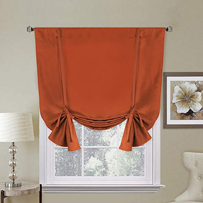 H.VERSAILTEX Blackout Room Darkening Curtain Tie Up Shade Blackout Curtain for Bedroom Window (Rod Pocket Panel, 42 inches W x 63 inches L, Orange) - color: Orange