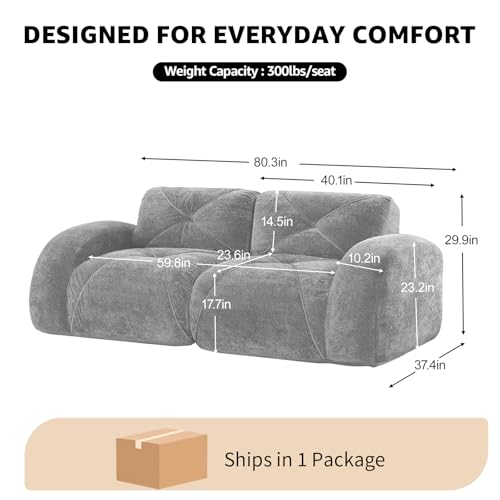 Red Loveseat Sectional Couches for Living Room, Velvet Fabric Boneless Couch in a Box, No Assembly Required Cloud Modular Sectional Sofa Love Seat, Foam Couch Compressed Sofa Set, Sofas para Sala - color: Red, size: 2 Seater