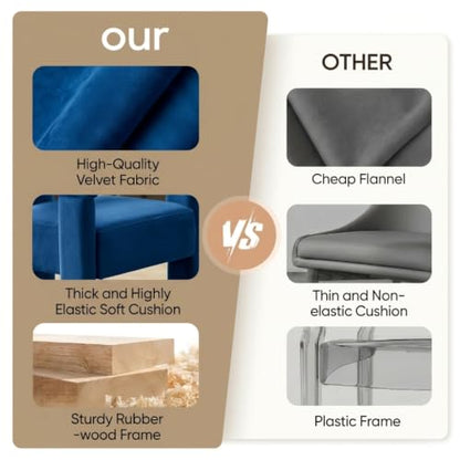 Black Velvet Modern Barrel Dining Chairs Set of 2, Upholstered Accent Chair with Back, Vanity Chair Comfy Armchair for Kitchen/Dining Room/Living Room, Blue - color: Blue, size: Set of 2