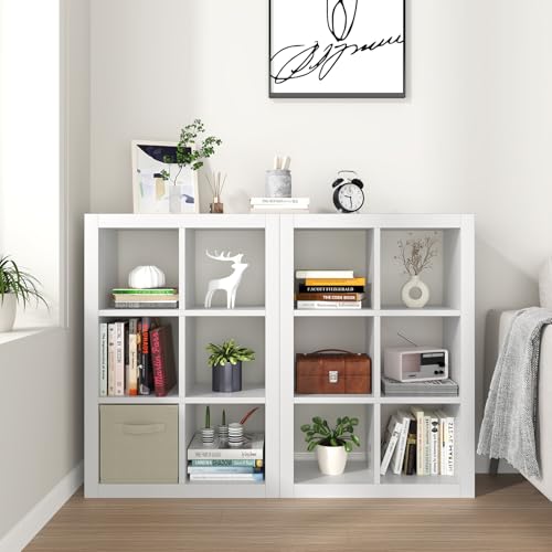 furtble 6 Cube Storage Organizer Bookshelf, 2-Pack Modern Wood Open Bookcase, Multifunctional Display Cubicle Shelf for Living Room, Bedroom, Home Office, White - color: White, size: 6 cube