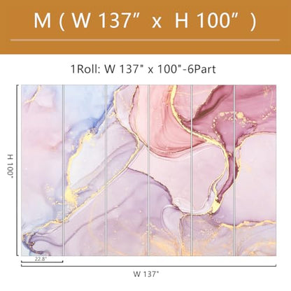 Pink Marble Wallpaper Mural Peel and Stick 137"x100" | Girls Room Bedroom - color: ZZ-019, size: 137" x 100"