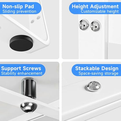 Expandable Cabinet Shelf Organizer, Stackable Kitchen Pantry Counter Storage, Adjustable Closet Cupboard Stand Rack Risers Spice Organization 80LBS Heavy Duty White Small 1 Pack - color: White Small