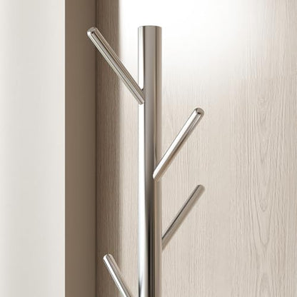 Coat Rack Freestanding Metal Coat Rack Stand with 8 Hooks,Silver | Sturdy Heavy Duty Modern Coats Tree for Bags Clothes Hall Tree Hats Hanger Holder Stand for Entryway Bedroom Hallway Office - color: Silver with 8 Hooks