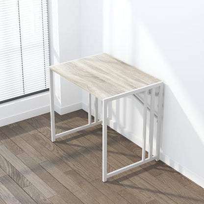 Lutown-Teen Small Folding Desk 32 Inch, Beige | No Assembly Required Small Office Desk, Writing Gaming Computer Camping Desk for Small Spaces - color: Beige, size: 32 Inch