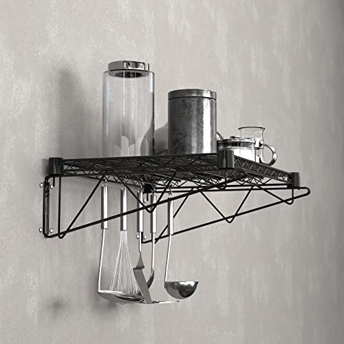 18" x 24" Black Epoxy Wire Wall Mount Shelf - color: Black, size: 18" x 24"