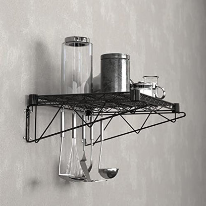 18" x 24" Black Epoxy Wire Wall Mount Shelf - color: Black, size: 18" x 24"