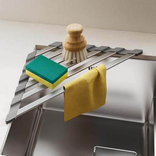 COOL-ANGLE Triangular Corner Sink Drying Rack, Aluminum, 16"x9.5", Gray | Heat Resistant Trivet, Supports Up To 60 Lbs, Rust-Proof Aircraft Aluminum, Ideal For Square Sinks With 0.8 Inch Ledge - size: Triangle 16'' x 9.5''