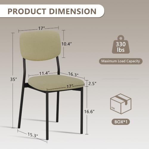 Einhomn Upholstered Dining Chairs Set, Modern Stackable Dining Room Chairs with Soft Velvet Backrest, Kitchen Chairs with Sturdy Metal Legs for Living Room, Restaurant, Set of 2,Beige Linen - color: Beige Linen