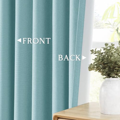 ChrisDowa Lake Blue Blackout Curtains 45 Inches Long 2 Panels for Bedroom | Room Darkening,Light Blocking,Thermal Insulated,Faux Linen,Farmhouse,Grommet,Window Treatment,Drapes,Living Room,52x45 - color: Sky Blue, size: 52"W x 45"L (Pack of 2)