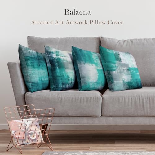 Teal Abstract Throw Pillow Covers 16x16 Set of 4 | Turquoise & Grey modern‑art cushion covers, aesthetic accent pillowcases for sofa, bedroom and chair - color: Teals & Turquoise, size: 16" x 16" (Pack of 4)