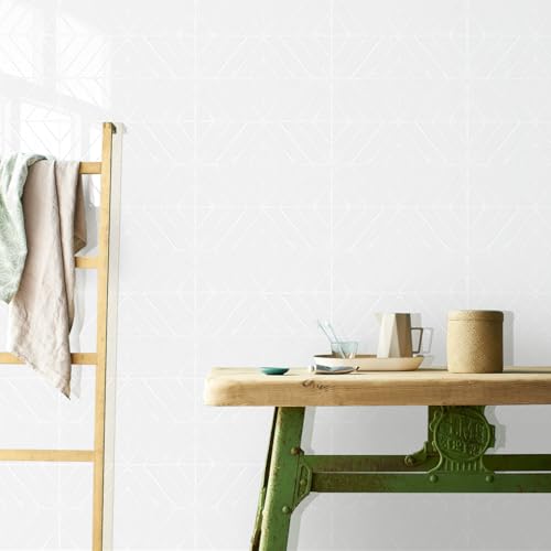 STICKGOO Herringbone Peel and Stick Backsplash, Pure White, 10 Sheets | 12.6 x 9.7 in, Thicker Rectangular Vinyl Stick-On Wall Tiles, Easy Alignment, Waterproof, Easy to Clean, Kitchen/Bathroom - color: Pure White, size: Pack of 10