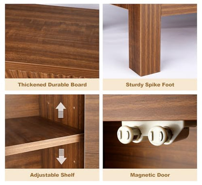 ZYBT Fluted Sideboard Buffet Cabinet, Mid Century Modern Accent Cabinet with 2 Doors and Adjustable Shelf, Storage Cupboard Credenza Console Table for Living Kitchen Dining Room Hallway - style: 2Door