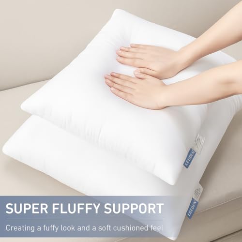 Leeden 28x28 Euro Pillow Inserts Set of 2, Fluffy Square Pillow Inserts | Soft Fluffy Decorative Square Throw Pillows for Couch, Sofa, Bed, and Home Decor White Pillows - size: 28x28 Inch