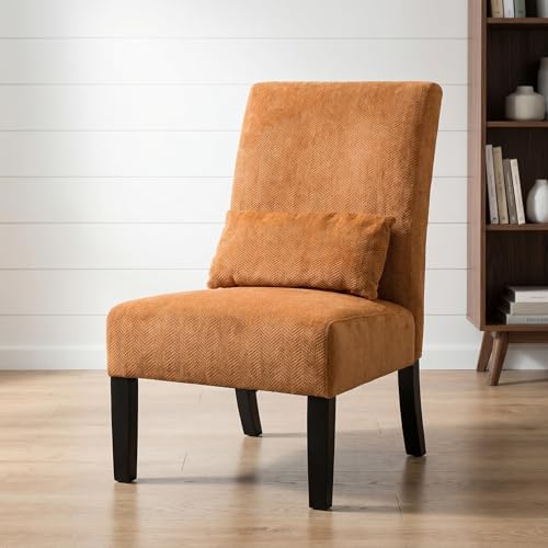Anwick Orange Modern Accent Chair, Mid Century Upholstered Living Room Chair with Wood Legs, Comfy Small Accent Chair with Back for Small Spaces, Office, Bedroom, Reading Spaces (Orange1) - color: Orange1