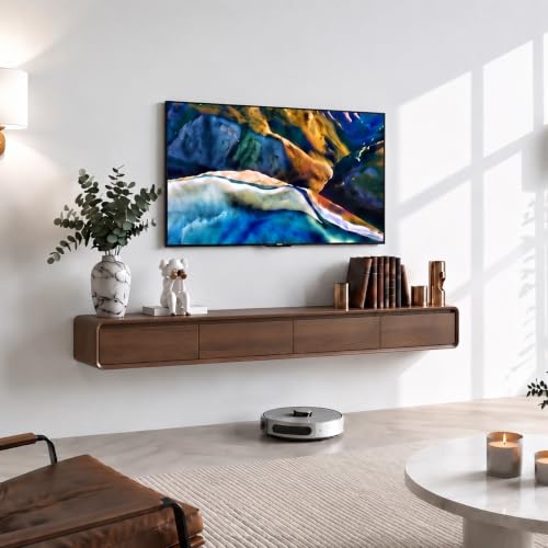 Floating TV Stand, Modern Wall-Mounted Entertainment Center with 1 Flip-Down Cabinet Doors 2 Drawers, Solid Wood Media Console (Walnut, 63") - color: Walnut, size: 63"