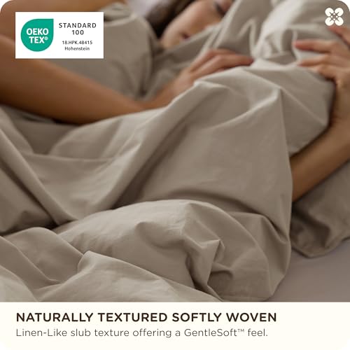 Bedsure PureWoven 100% Cotton Slub Weave Duvet Cover Set, Full Set, 3-PC | Luxury Linen-Like Textured Bedding Set, Double-Stitched, Easy to Change, Zipper Closure, Slub Tannish Linen Grey, 80" X 90" - color: 33 - Slub Tannish Linen Grey (No Comforter), si