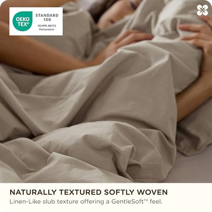 Bedsure PureWoven 100% Cotton Slub Weave Duvet Cover Set, Full Set, 3-PC | Luxury Linen-Like Textured Bedding Set, Double-Stitched, Easy to Change, Zipper Closure, Slub Tannish Linen Grey, 80" X 90" - color: 33 - Slub Tannish Linen Grey (No Comforter), si