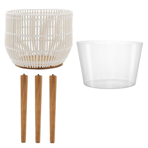 Casafield Indoor Planter with Stand, White Floor Planter with Wood Legs, Large Plant Pot Cover with Liner for Houseplants, Flower Pots and Trees - color: White With Natural Legs