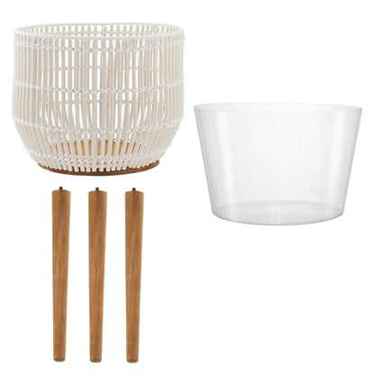 Casafield Indoor Planter with Stand, White Floor Planter with Wood Legs, Large Plant Pot Cover with Liner for Houseplants, Flower Pots and Trees - color: White With Natural Legs