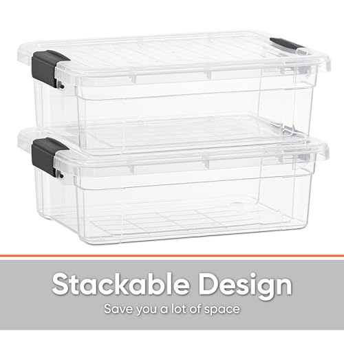 Superio Clear Storage Bins with Lids, 3 Quart BPA Free Plastic Containers, Transparent Boxes for Organizing, Stackable Crates, Organizer Totes for Home, Office, School, and Dorm - size: 3.5 Qt, style: 8 Pack