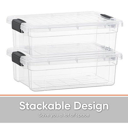 Superio Clear Storage Bins with Lids, 3 Quart BPA Free Plastic Containers, Transparent Boxes for Organizing, Stackable Crates, Organizer Totes for Home, Office, School, and Dorm - size: 3.5 Qt, style: 8 Pack