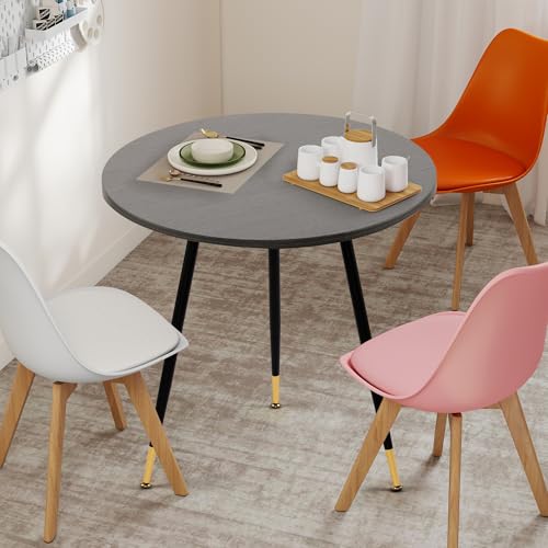 Round Dining Table, 23.6" Kitchen Dining Table with Thickened Tabletop and Metal Pedestal,Mid Century Modern Bistro Table for Dining Room,Small Places, Living Room,Cafe (Gray) - color: Grey