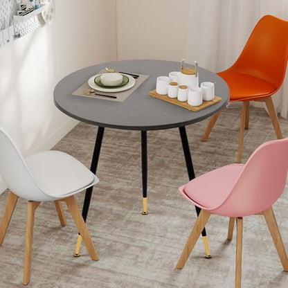 Round Dining Table, 23.6" Kitchen Dining Table with Thickened Tabletop and Metal Pedestal,Mid Century Modern Bistro Table for Dining Room,Small Places, Living Room,Cafe (Gray) - color: Grey