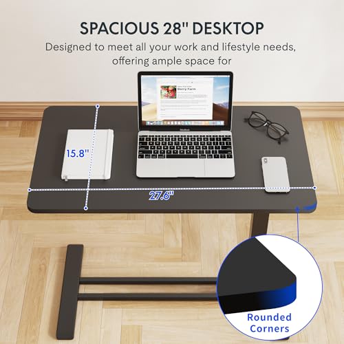 FLEXISPOT 28''Adjustable C Table Gas Spring Mobile Side End Table | Adjustable C table with Wheels, Bedside table for sofa and couch. Laptop Rolling Cart TV Tray, 27.6" W x 15.7" D,Black - color: Black, size: 28x16