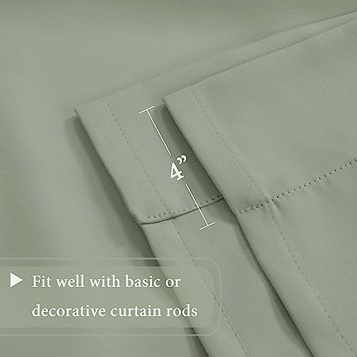 H.VERSAILTEX Solid Blackout Curtain Energy Efficient Tie Up Shades Rod Pocket Panel for Kitchen (Light Sage, 42W x 63L, One Panel) - color: Light Sage