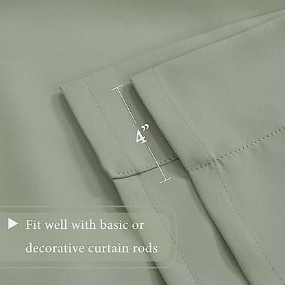 H.VERSAILTEX Solid Blackout Curtain Energy Efficient Tie Up Shades Rod Pocket Panel for Kitchen (Light Sage, 42W x 63L, One Panel) - color: Light Sage