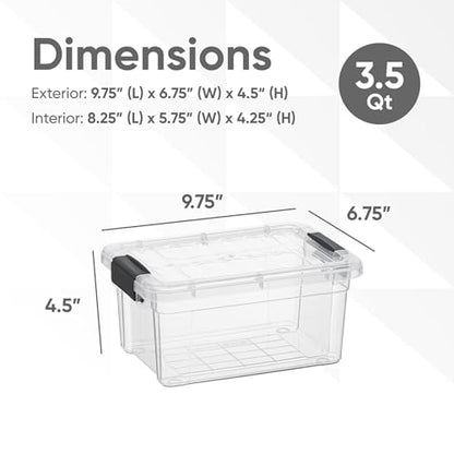 Superio Clear Storage Bins with Lids, 3 Quart BPA Free Plastic Containers, Transparent Boxes for Organizing, Stackable Crates, Organizer Totes for Home, Office, School, and Dorm - size: 3.5 Qt, style: 8 Pack