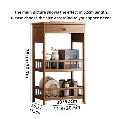 Small Wooden Coffee Table with Drawer, 3-Tier Narrow Side Table for Living Room, Bedroom & Balcony, Space-Saving Design (Brown, 20.5 X 8 X 30.7 in) Brown 20.5 * 11.8 * 30.7in - color: Brown, size: 20.5*11.8*30.7in