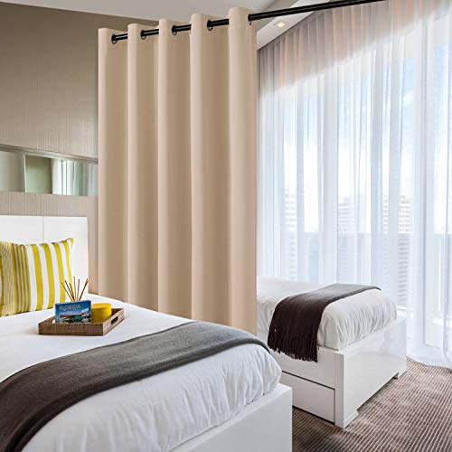 DWCN Blackout Curtain Room Divider Thermal Panel with Grommet Top for Bedroom Partition, Patio Sliding Door Curtains - Extra Wide Curtains for Glass Door, 6.7ft Wide x 7ft Tall, Beige - color: Beige, size: 80"W x 84"L (Pack of 1)