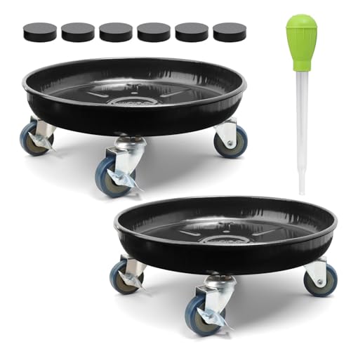 2 Pack 12.2 Inch Metal Plant Caddy With Lockable Wheels,Plant Stand Dolly for Heavy Planter,Wheeled Planter Saucer Tray,Rolling Plant Stand,Heavy-Duty Plant Caddy for Indoor and Outdoor(Black) - color: Black, size: 12.2 INCH 2PACK