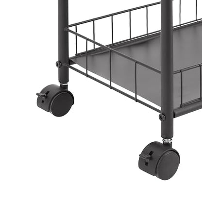 6 Tier Slim Rolling Storage Cart, Mobile Shelving Unit with Wheels, Metal Wire Storage Shelving Rack with Baskets for Bathroom Kitchen Office Laundry Narrow Piaces（ 6" D）