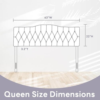 Iroomy Upholstered Queen Headboard, Button Diamond Tufted Headboard with Adjustable Height and Solid Wood Leg, Velvet Padded Headboards for Queen Size Bed, Modern Head Board, Pink - color: Pink, size: Queen