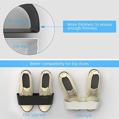 Wall Mounted Shoes Rack 6Pack with Sticky Hanging Strips, Plastic Shoes Holder Storage Organizer,Door Shoe Hangers (SM03-Black-6) - color: SM03-Black-6