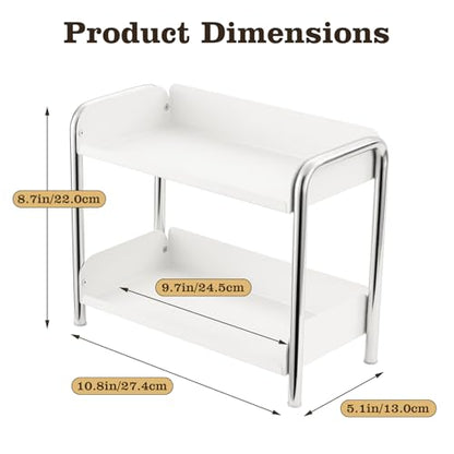 MOZIMABOX Cabinet Organizer Shelf, 2 Tier Kitchen Spice Rack Countertop Shelf Organizer, Stainless Steel Kitchen Storage Countertop Storage Shelf Container, (S, White) - size: S