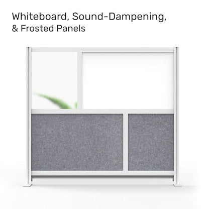 Workflow Modular Wall | Room Divider with Whiteboard, Sound Dampening, & Frosted Acrylic Panels | Expandable Office Partition for Privacy & Stability (53" x 48") - size: 53" x 48"