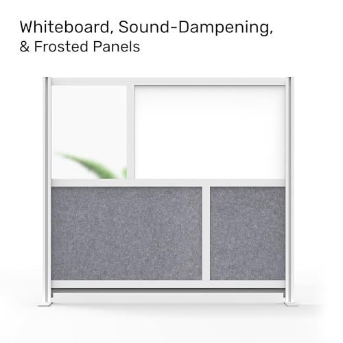 Workflow Modular Wall | Room Divider with Whiteboard, Sound Dampening, & Frosted Acrylic Panels | Expandable Office Partition for Privacy & Stability (53" x 48") - size: 53" x 48"